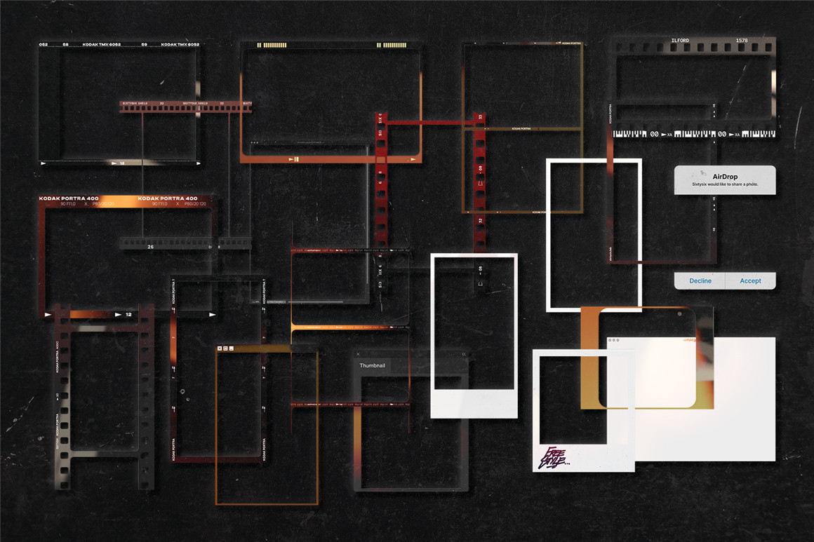 复古35mm摄影胶片边框框架模拟照片修图PS特效样机模板 Film Frame 35mm V.3 图片素材 sucaiwan.com
