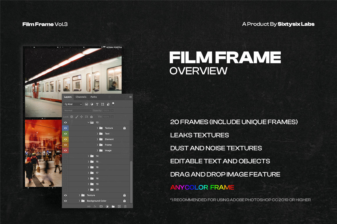 复古35mm摄影胶片边框框架模拟照片修图PS特效样机模板 Film Frame 35mm V.3 图片素材 sucaiwan.com