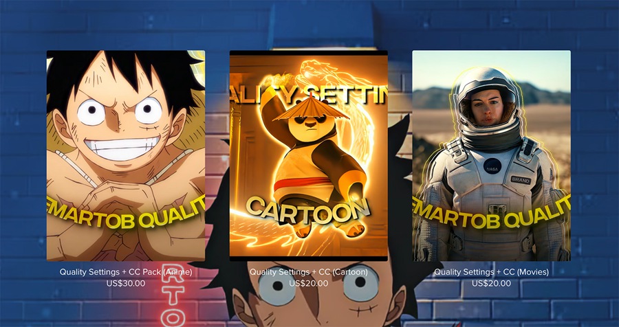 Jemartob Quality Settings + CC Collection 动漫影视剪辑AE预设套装包( 海贼王、功夫熊猫、神偷奶爸、汽车总动员等) 插件预设 第1张-素材湾丨精选海外优质设计素材资源 Jemartob Quality Settings + CC Collection 动漫影视剪辑AE预设套装包( 海贼王、功夫熊猫、神偷奶爸、汽车总动员等) 插件预设 sucaiwan.com