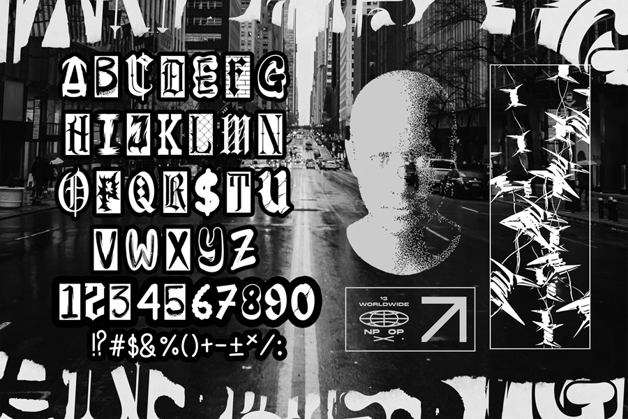 复古哥特式涂鸦海报封面服装设计社交媒体Y2k字体 REBEL FRISCO Graffiti Urban Y2k Font 设计素材 第3张-素材湾丨精选海外优质设计素材资源 复古哥特式涂鸦海报封面服装设计社交媒体Y2k字体 REBEL FRISCO Graffiti Urban Y2k Font 设计素材 sucaiwan.com