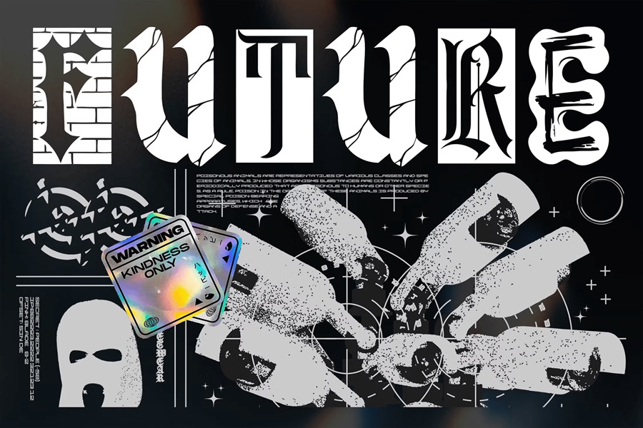 复古哥特式涂鸦海报封面服装设计社交媒体Y2k字体 REBEL FRISCO Graffiti Urban Y2k Font 设计素材 第5张-素材湾丨精选海外优质设计素材资源 复古哥特式涂鸦海报封面服装设计社交媒体Y2k字体 REBEL FRISCO Graffiti Urban Y2k Font 设计素材 sucaiwan.com