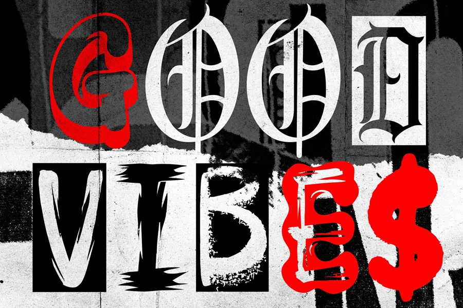 复古哥特式涂鸦海报封面服装设计社交媒体Y2k字体 REBEL FRISCO Graffiti Urban Y2k Font 设计素材 第6张-素材湾丨精选海外优质设计素材资源 复古哥特式涂鸦海报封面服装设计社交媒体Y2k字体 REBEL FRISCO Graffiti Urban Y2k Font 设计素材 sucaiwan.com