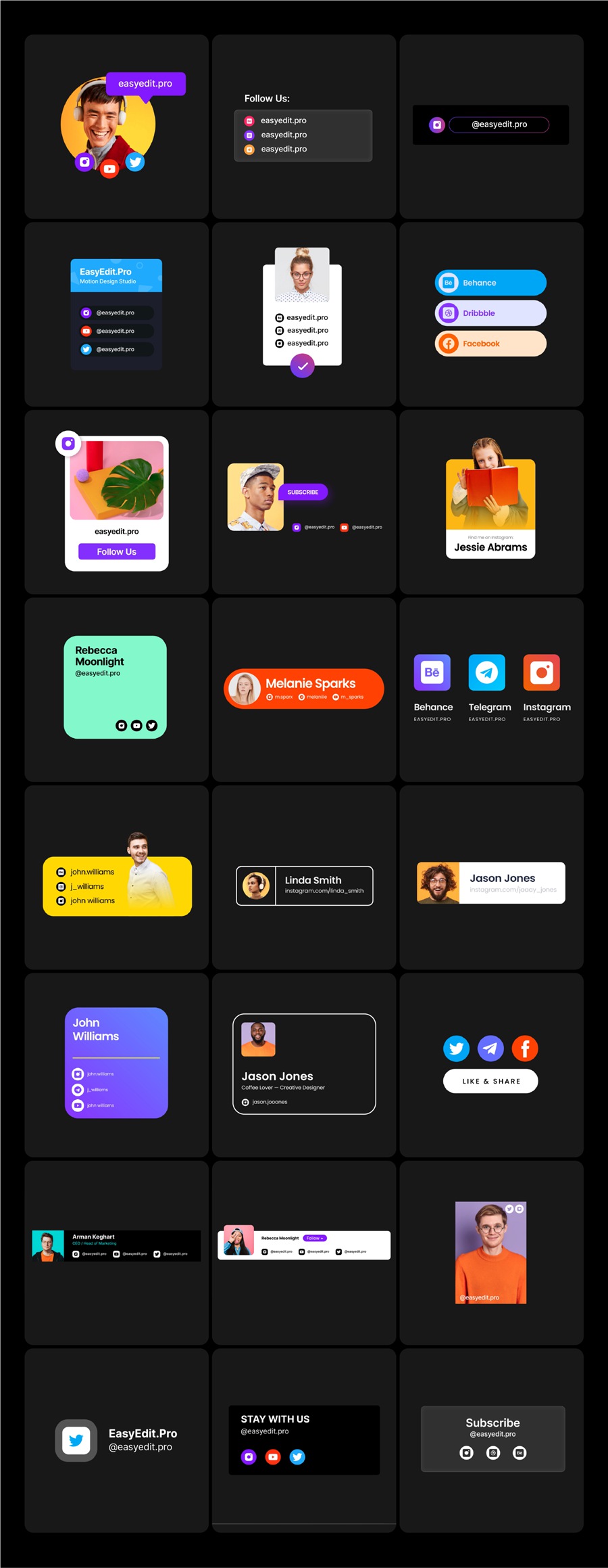 AE脚本-1650个时尚网络社交媒体LOGO标题图文排版设计背景动画 Hyper – Graphics Pack V3.0（ EasyEdit Viewer V3.2.0） 插件预设 sucaiwan.com
