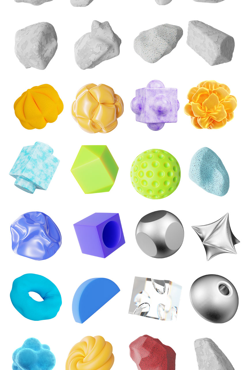 PS资源-120款3D抽象材质纹理形状图形素材PNG元素 图片素材 sucaiwan.com