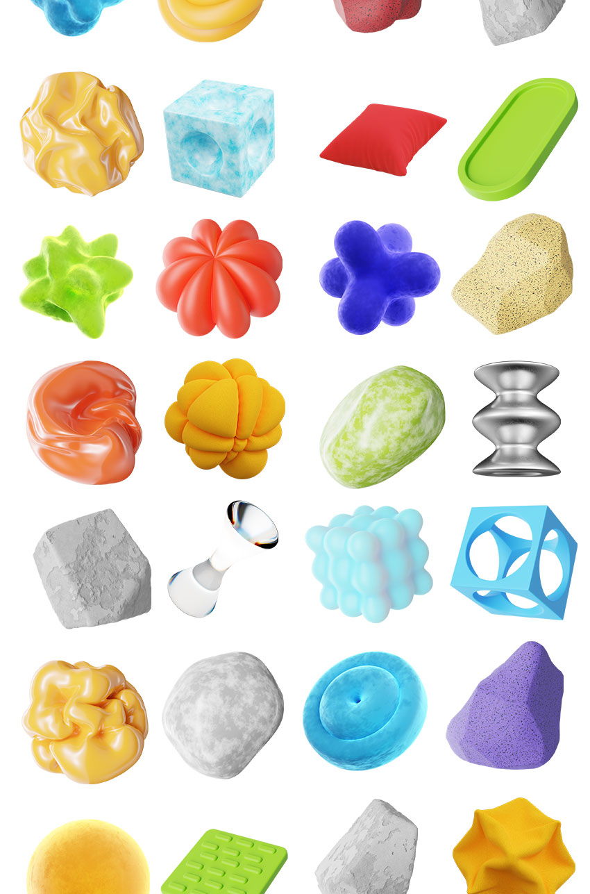 PS资源-120款3D抽象材质纹理形状图形素材PNG元素 图片素材 sucaiwan.com