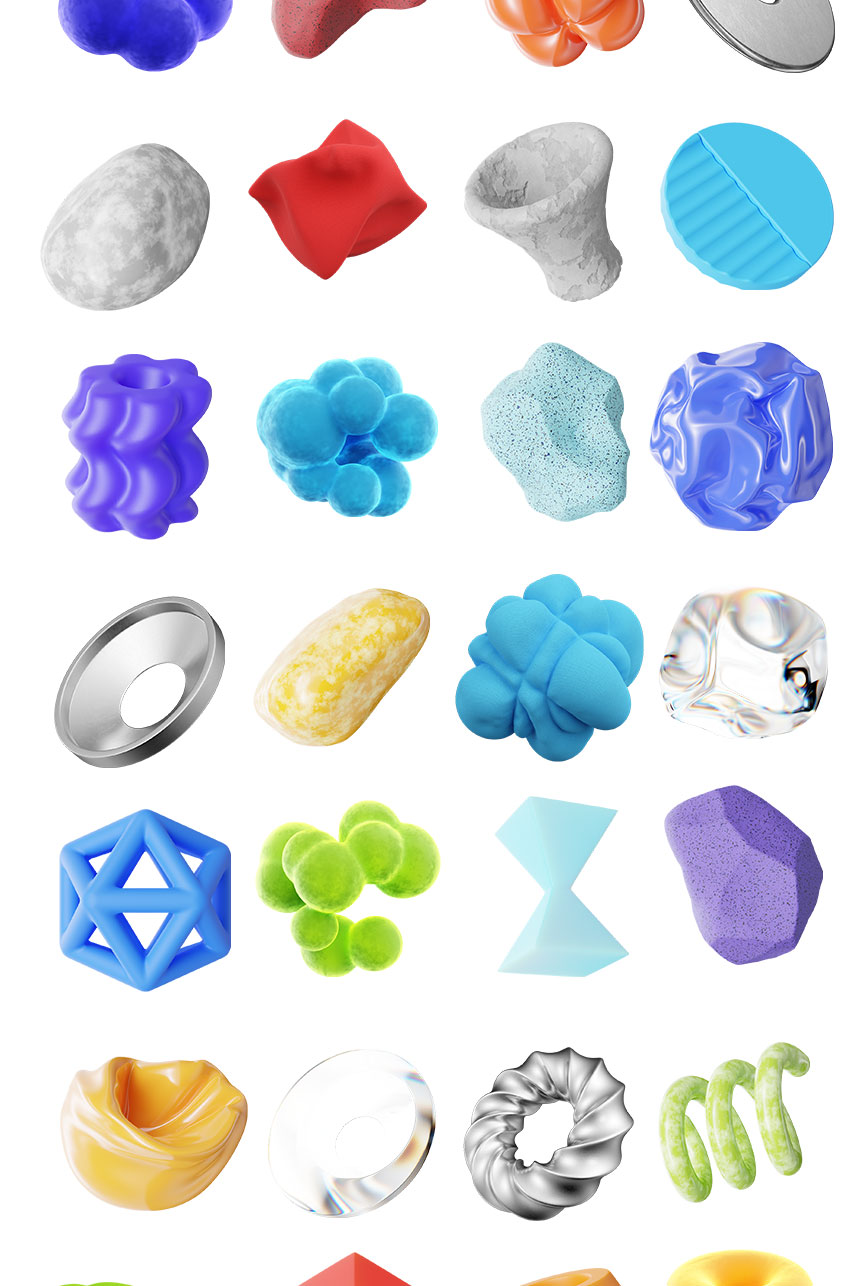 PS资源-120款3D抽象材质纹理形状图形素材PNG元素 图片素材 sucaiwan.com