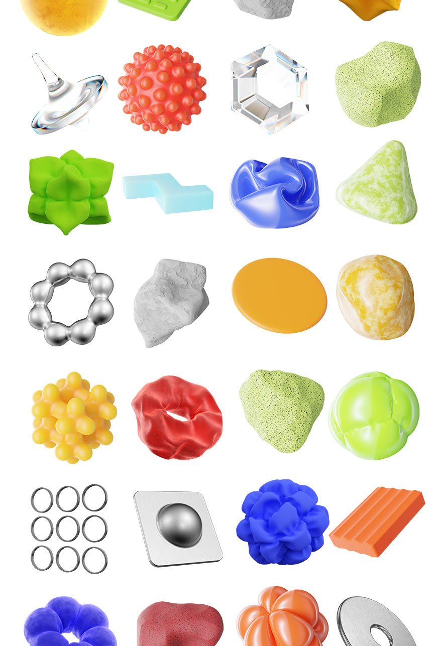 PS资源-120款3D抽象材质纹理形状图形素材PNG元素 图片素材 sucaiwan.com