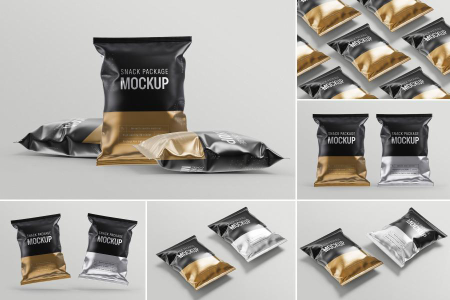 样机模版-膨化零食包装袋样机模版素材 样机素材 sucaiwan.com