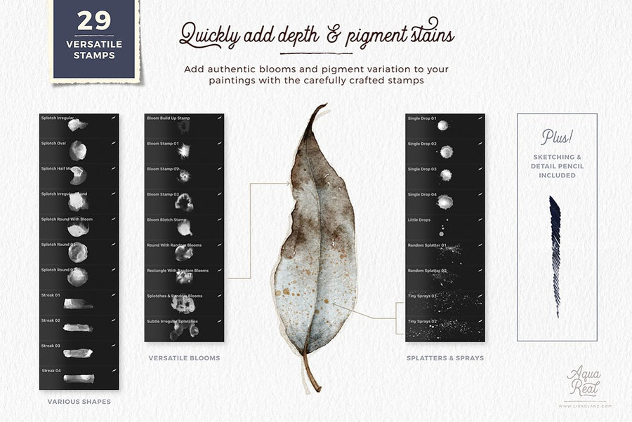 Procreate笔刷-水彩插画纹理Procreate笔刷素材 笔刷资源 sucaiwan.com