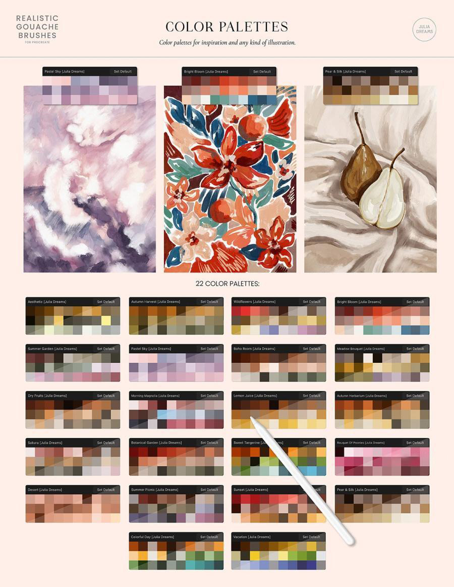 Procreate笔刷-水粉艺术绘画Procreate笔刷素材 笔刷资源 sucaiwan.com