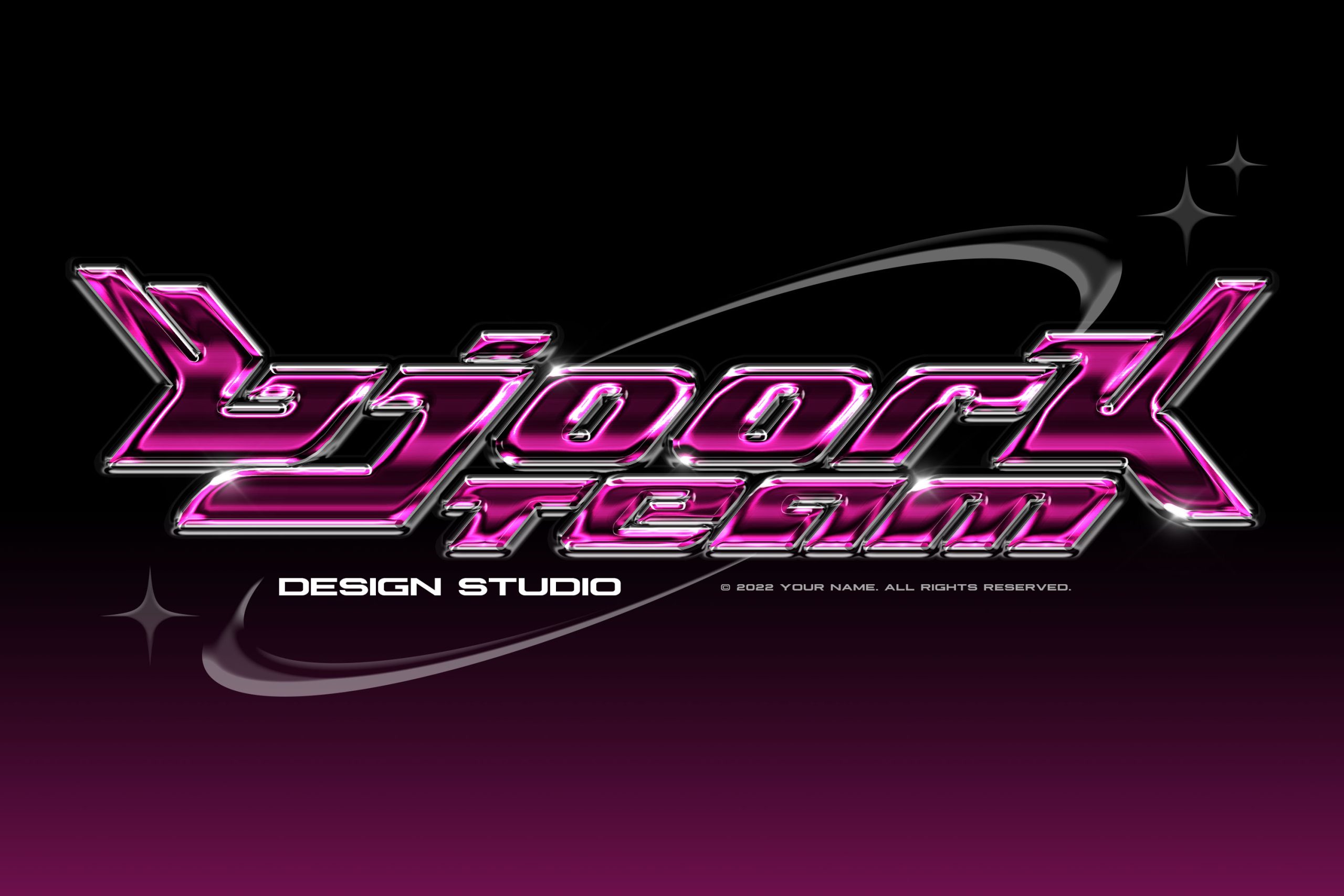 Hyperpix 高质量暗黑酸性镀铬嘻哈史诗奢华文字标题样机效果包 Chrome Text Effect 样机素材 sucaiwan.com