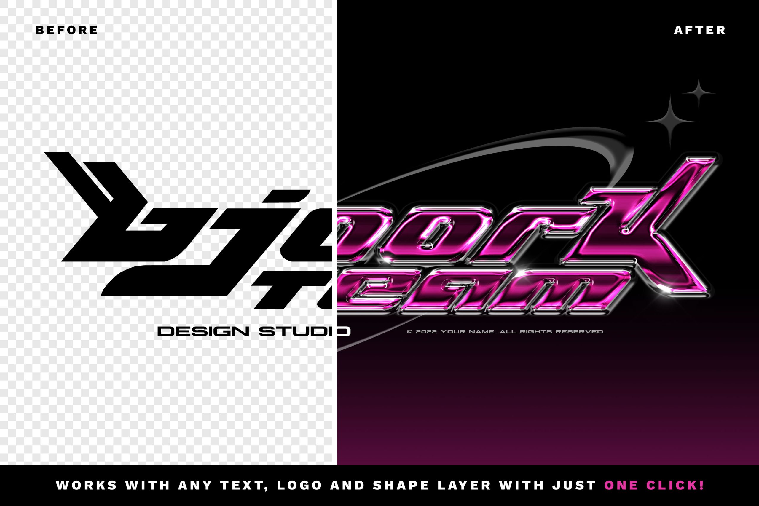Hyperpix 高质量暗黑酸性镀铬嘻哈史诗奢华文字标题样机效果包 Chrome Text Effect 样机素材 sucaiwan.com