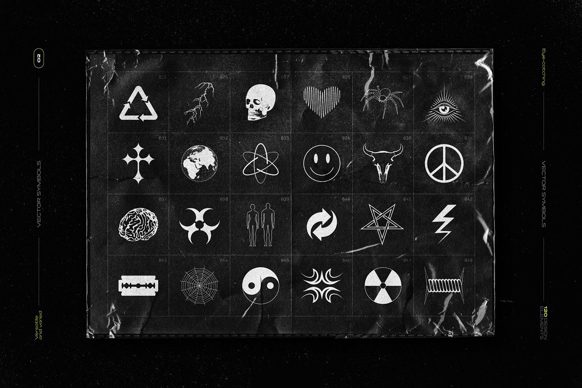 Samolevsky 超酷抽象暗黑机能酸性几何线框形状3D矢量视觉元素 Abstract shapes MEGA PACK 图片素材 sucaiwan.com