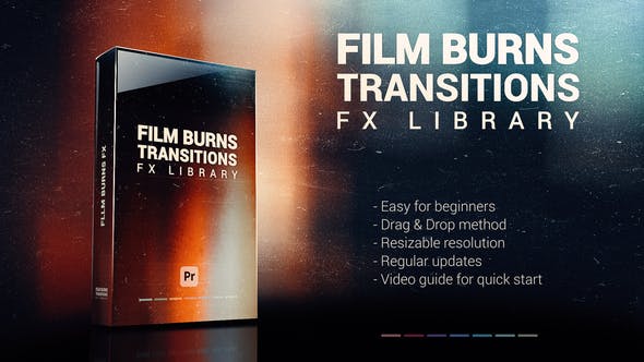 PR模板：80年代复古胶片漏光燃烧刻录旧磁带打孔划痕+音效素材 Film Burns FX Pack 影视音频 sucaiwan.com