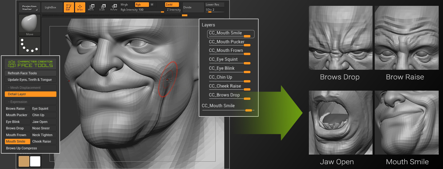 Character Creator 4 无缝创建三维脸部模型动画工具插件 ZBrush Face Tools v1.01破解版 , 第4张-素材湾丨精选海外优质设计素材资源 Character Creator 4 无缝创建三维脸部模型动画工具插件 ZBrush Face Tools v1.01破解版 , sucaiwan.com