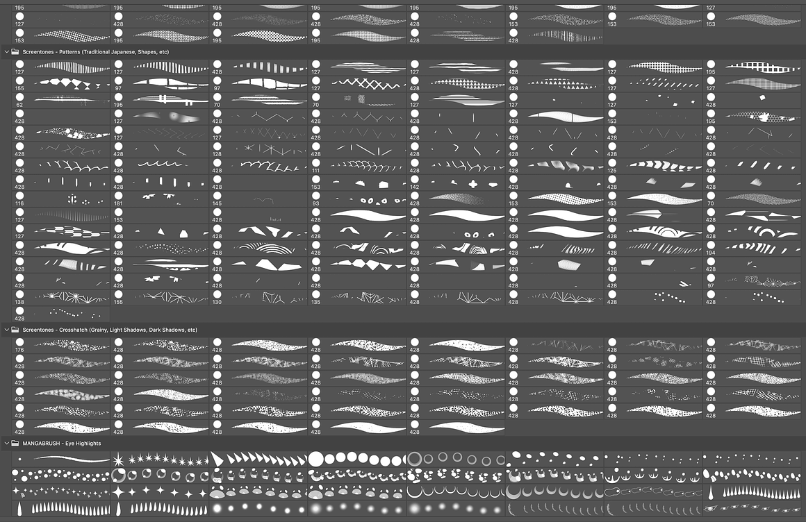 PS笔刷：1000个日系漫画植物笔刷风景血液动作线形状天气笔刷全集 MANGA COMIC BRUSH MEGAPACK 1500+ , sucaiwan.com