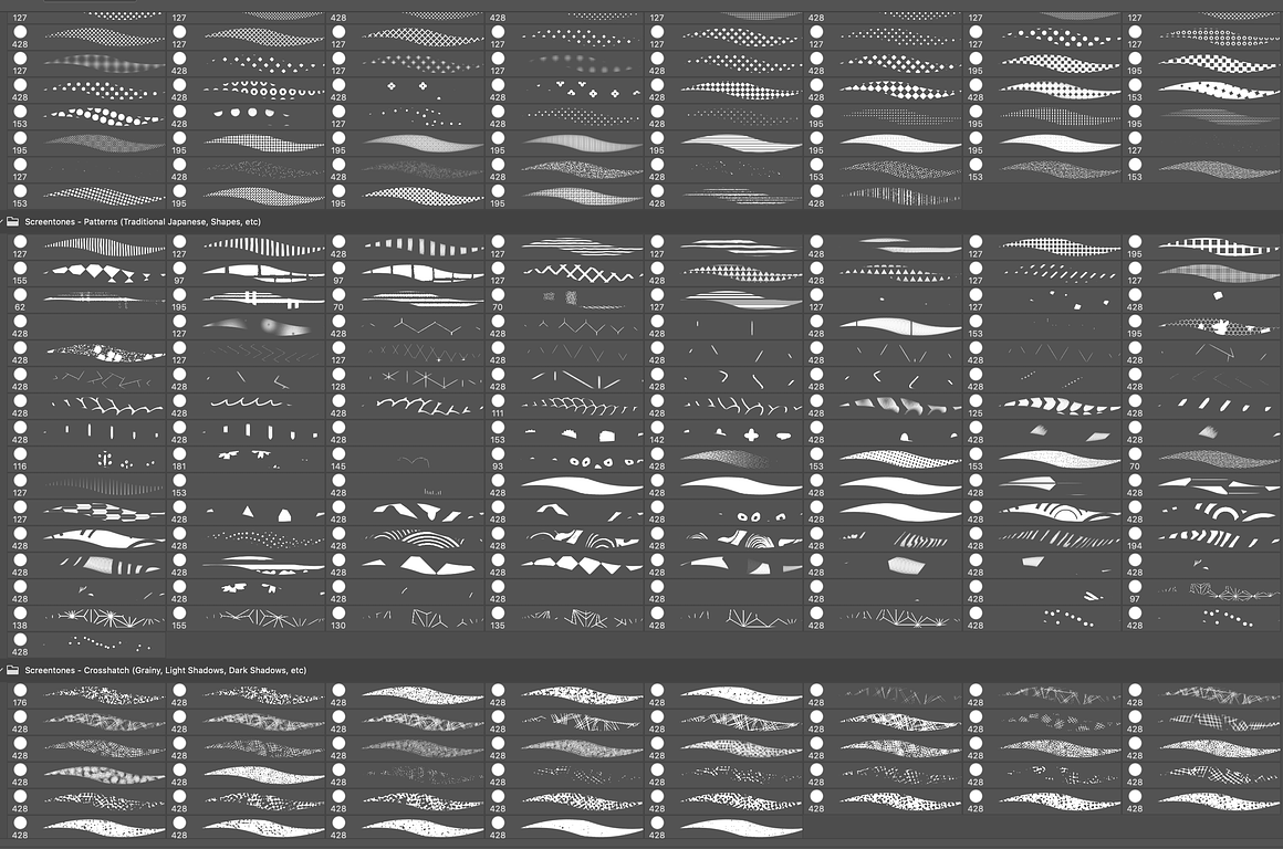 PS笔刷：1000个日系漫画植物笔刷风景血液动作线形状天气笔刷全集 MANGA COMIC BRUSH MEGAPACK 1500+ , sucaiwan.com