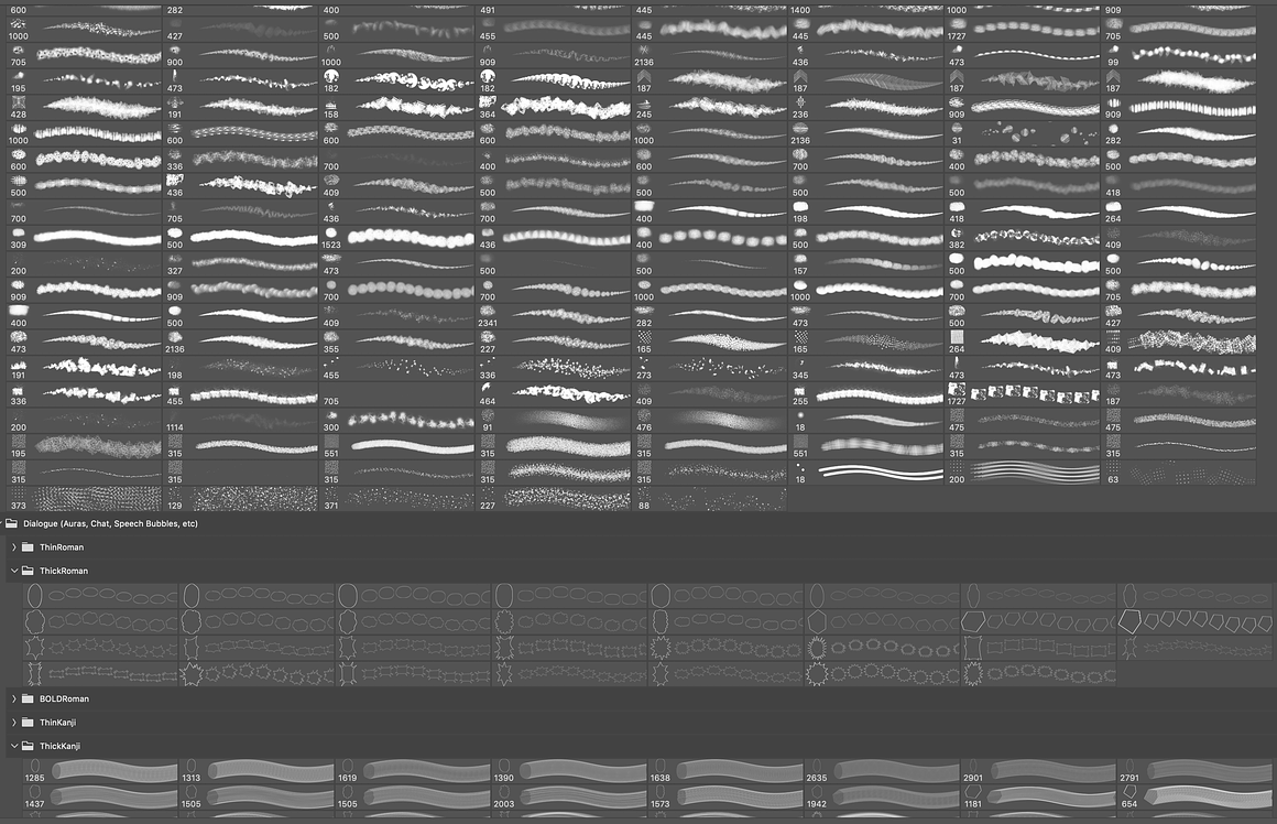 PS笔刷：1000个日系漫画植物笔刷风景血液动作线形状天气笔刷全集 MANGA COMIC BRUSH MEGAPACK 1500+ , sucaiwan.com
