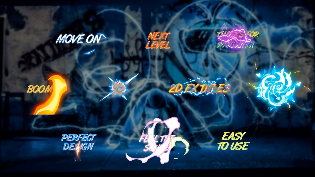 达芬奇模板 能量爆炸元素2D动态标题 Dynamic 2D FX Titles 影视音频 sucaiwan.com