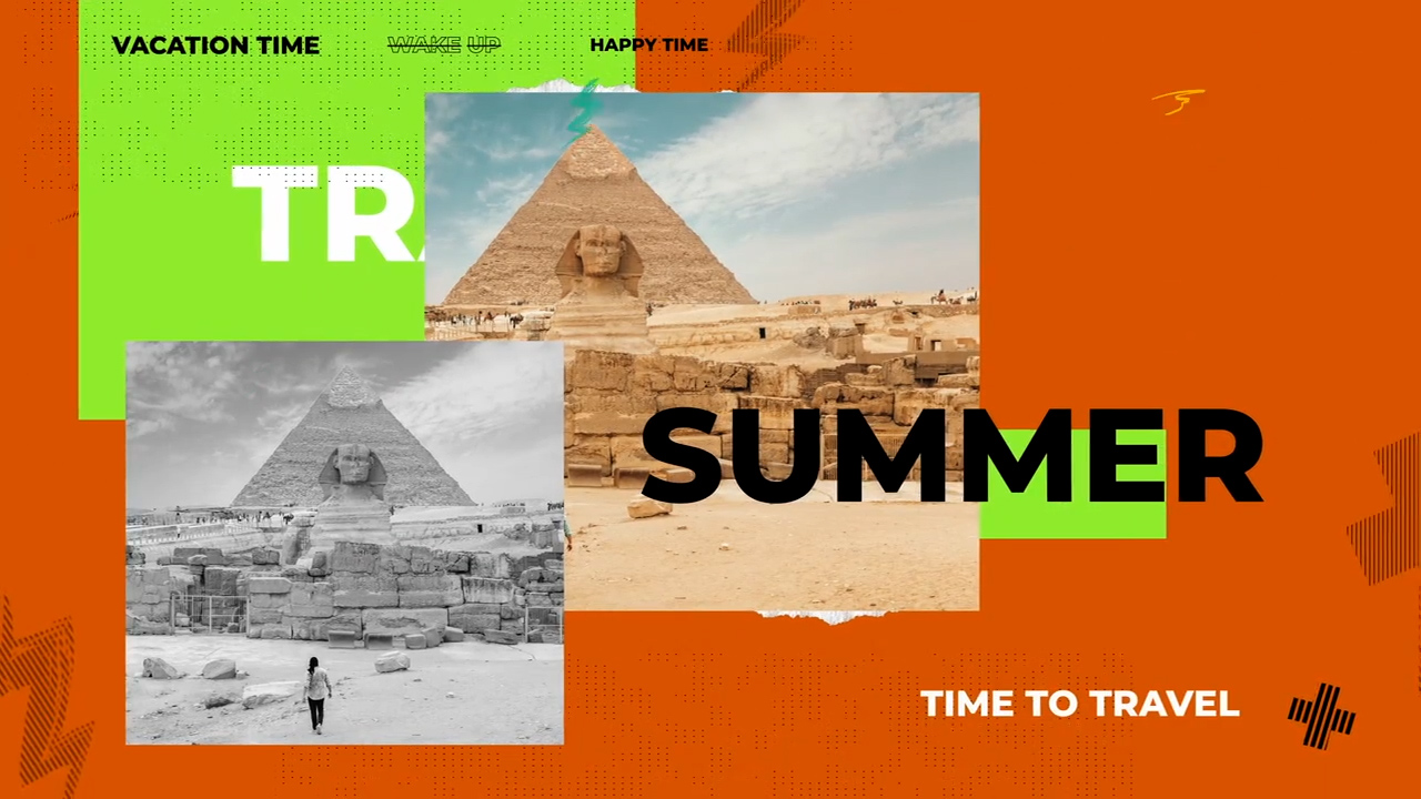 达芬奇模板 – 时尚设计撕纸拼贴VLOG旅拍视频开场片头 Travel Promo 影视音频 sucaiwan.com