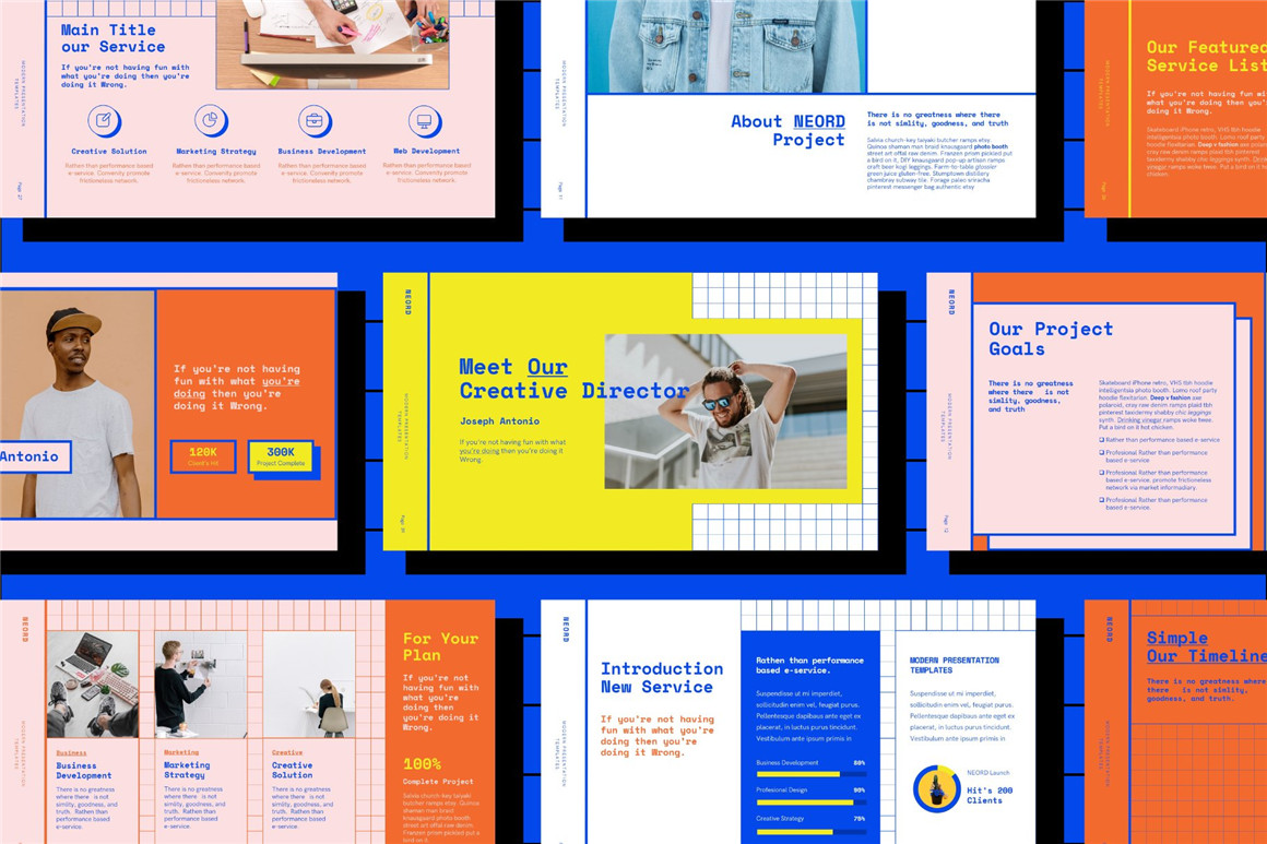 Invasi Studio 90年代新潮复古孟菲斯风格社交媒体电商海报设计PSD模板 NEORD Bundle Brand Templates 图片素材 sucaiwan.com