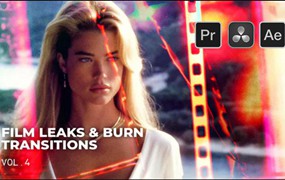 AE/PR/达芬奇模板:15个复古做旧16/35mm胶片放映机烧焦损坏胶片颗粒胶片转场过渡