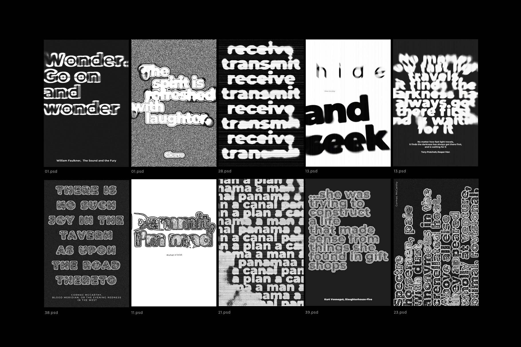 Inartflow 40种艺术抽象失真故障扭曲印刷艺术海报设计复古文字效果 40 Photoshop Text Effects Vol.2 图片素材 sucaiwan.com