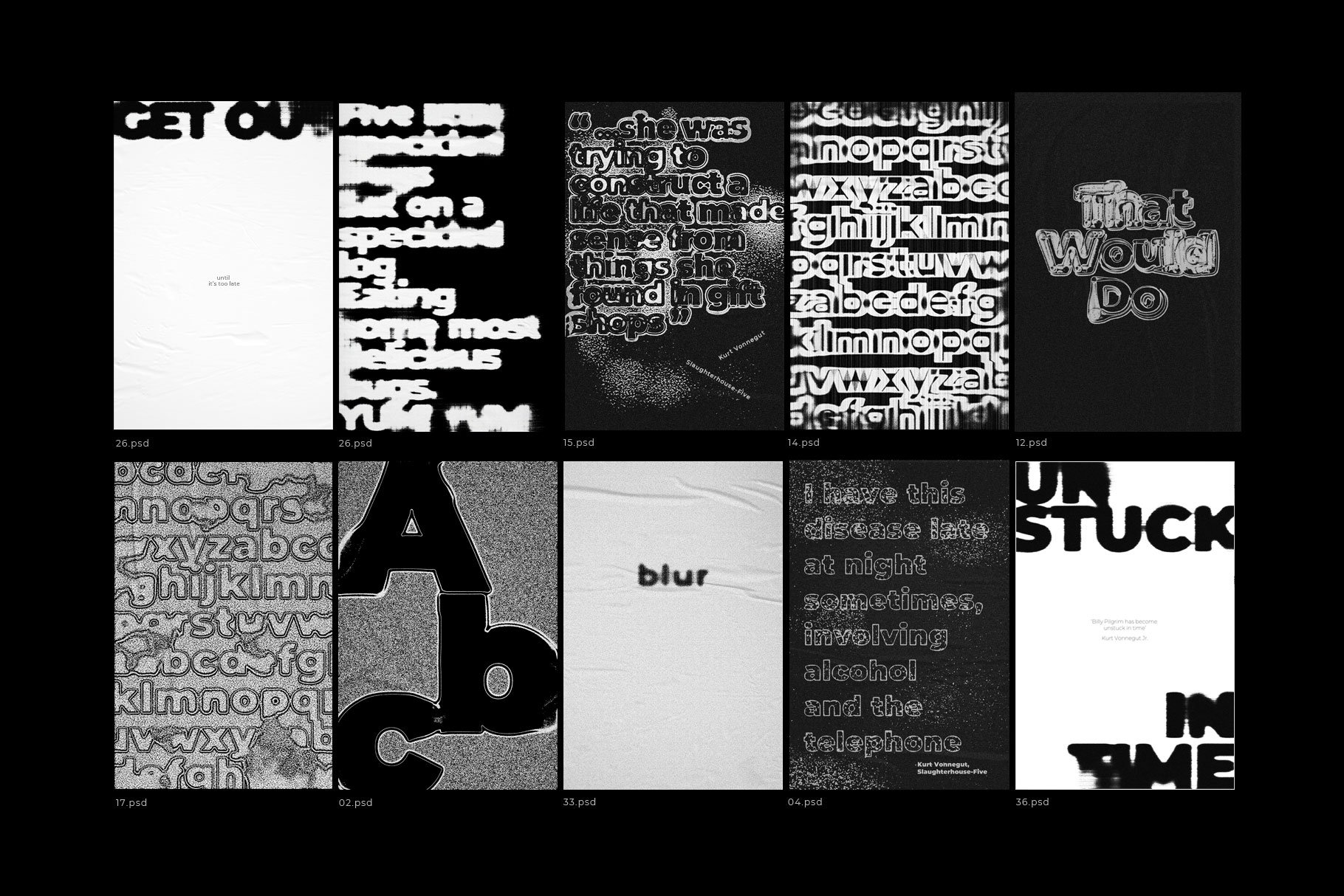 Inartflow 40种艺术抽象失真故障扭曲印刷艺术海报设计复古文字效果 40 Photoshop Text Effects Vol.2 图片素材 sucaiwan.com