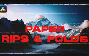 达芬奇模板:30个复古撕纸折叠拼贴印刷纸张纹理定格动画效果