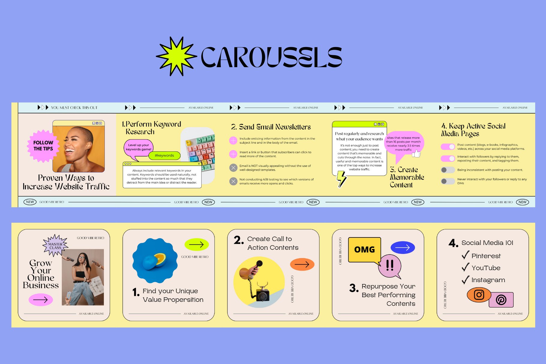 复古时尚渐变90年代美学包网格图形元素封面帖子Canva模板 Canva Retro 90s Aesthetic Pack 幻灯图表 第8张-素材湾丨精选海外优质设计素材资源 复古时尚渐变90年代美学包网格图形元素封面帖子Canva模板 Canva Retro 90s Aesthetic Pack 幻灯图表 sucaiwan.com