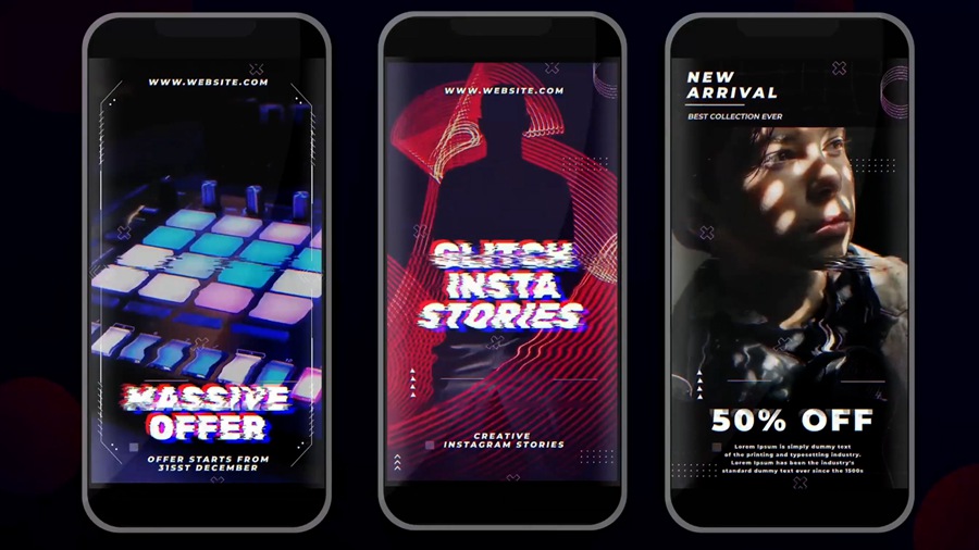 Artlist 20个竖屏时髦故障效果 抖音短视频品牌展示宣传 AE模板 Glitch Instagram Stories 2 影视音频 sucaiwan.com