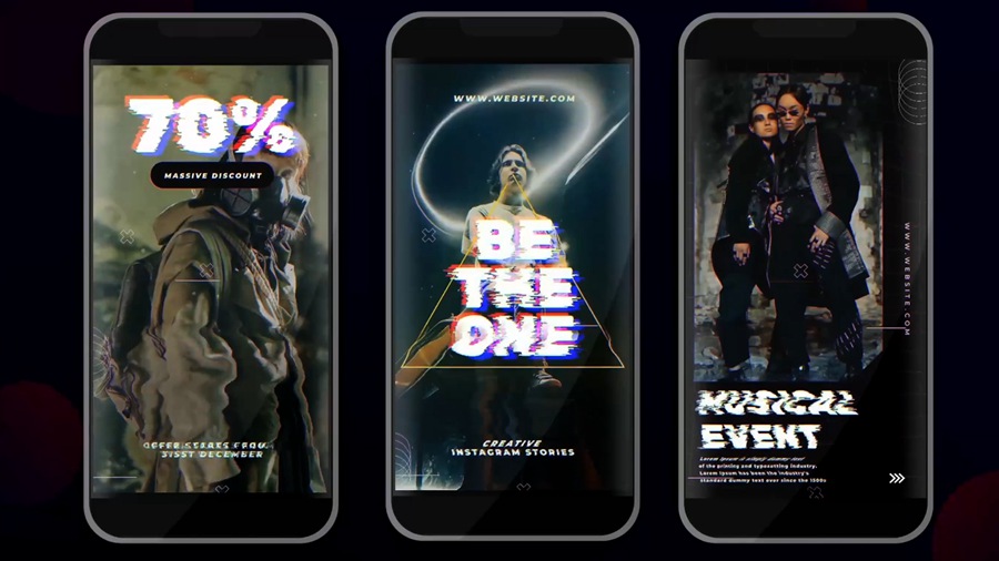 Artlist 20个竖屏时髦故障效果 抖音短视频品牌展示宣传 AE模板 Glitch Instagram Stories 2 影视音频 sucaiwan.com