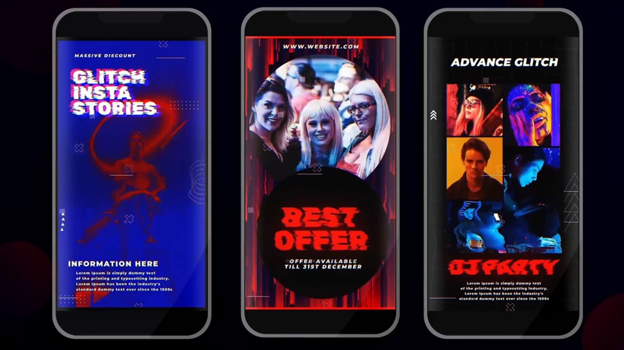 Artlist 20个竖屏时髦故障效果 抖音短视频品牌展示宣传 AE模板 Glitch Instagram Stories 2 影视音频 sucaiwan.com