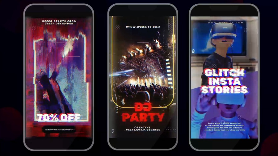 Artlist 20个竖屏时髦故障效果 抖音短视频品牌展示宣传 AE模板 Glitch Instagram Stories 2 影视音频 sucaiwan.com