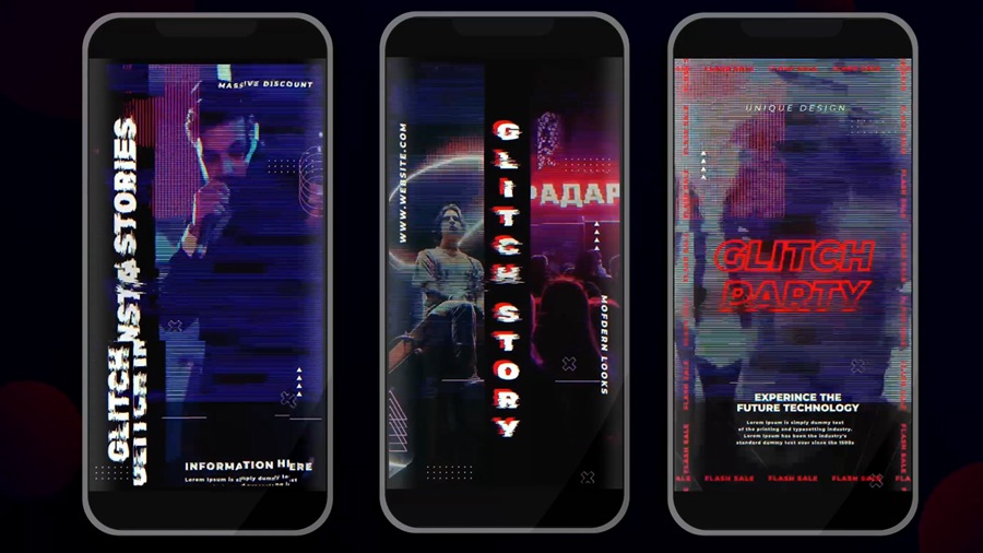 Artlist 20个竖屏时髦故障效果 抖音短视频品牌展示宣传 AE模板 Glitch Instagram Stories 2 影视音频 sucaiwan.com