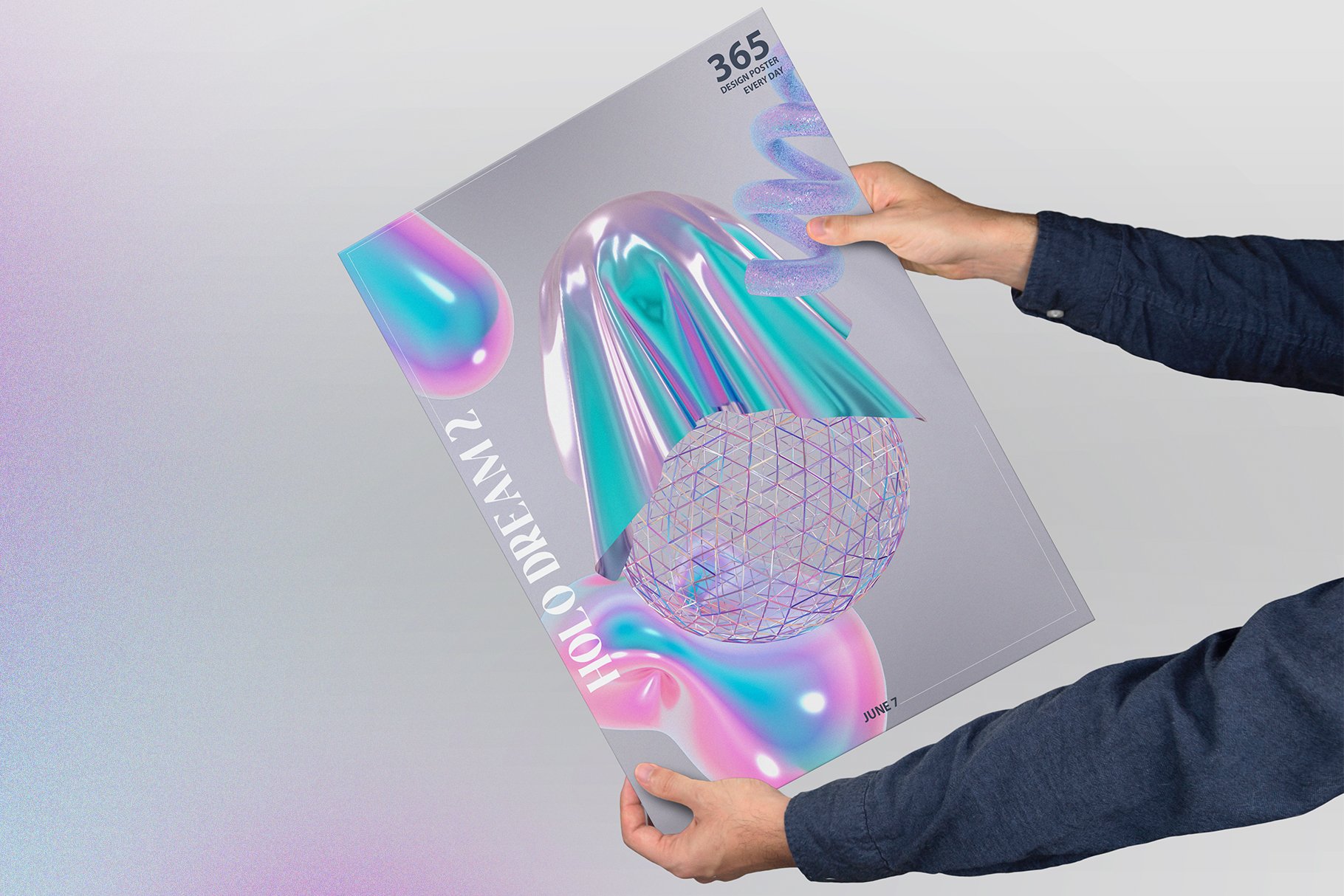 100款全息3D迷幻酸性抽象艺术闪亮PNG设计图形 Holo Iridescence 3D Shapes graphics Vol.2 图片素材 sucaiwan.com