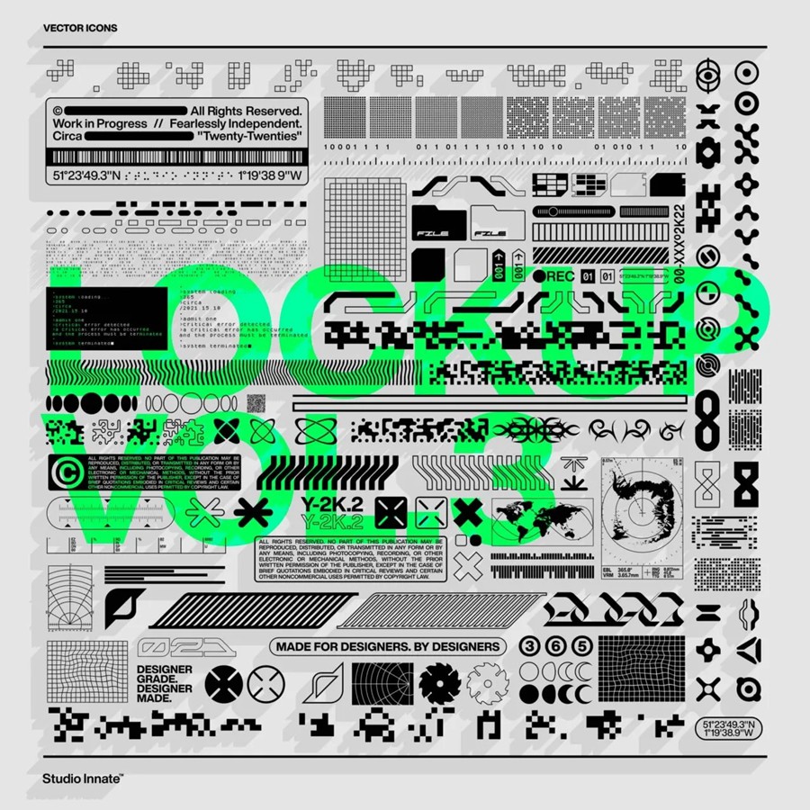 潮流复古酸性机能未来科幻嘻哈工业风图标图形矢量设计素材 Lockup Vector Pack. Vol3 by Studio Innate , sucaiwan.com