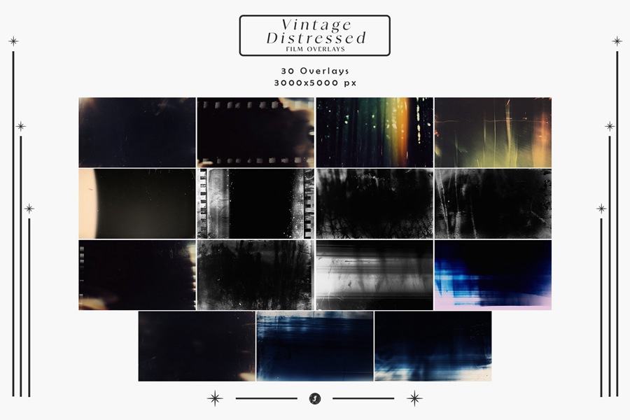 30张高品质复古胶片划痕仿旧薄膜纹理/摄影后期照片叠加 Vintage Distressed Film Overlays 图片素材 sucaiwan.com