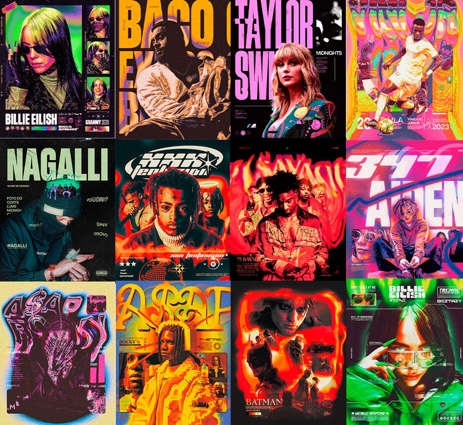 TRAPSTAR PROJECT 2.0 – 50个Photoshop复古潮流艺术嘻哈音乐电影海报Y2K图标 + PS课程 TRAPSTAR PROJECT 2.0 Borguinho Shop 图片素材 sucaiwan.com