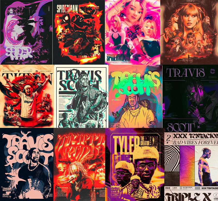 TRAPSTAR PROJECT 2.0 – 50个Photoshop复古潮流艺术嘻哈音乐电影海报Y2K图标 + PS课程 TRAPSTAR PROJECT 2.0 Borguinho Shop 图片素材 sucaiwan.com