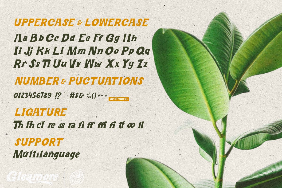 Gleamore Display Font 广告、产品包装、产品设计、标签、摄影无衬线字体 设计素材 sucaiwan.com