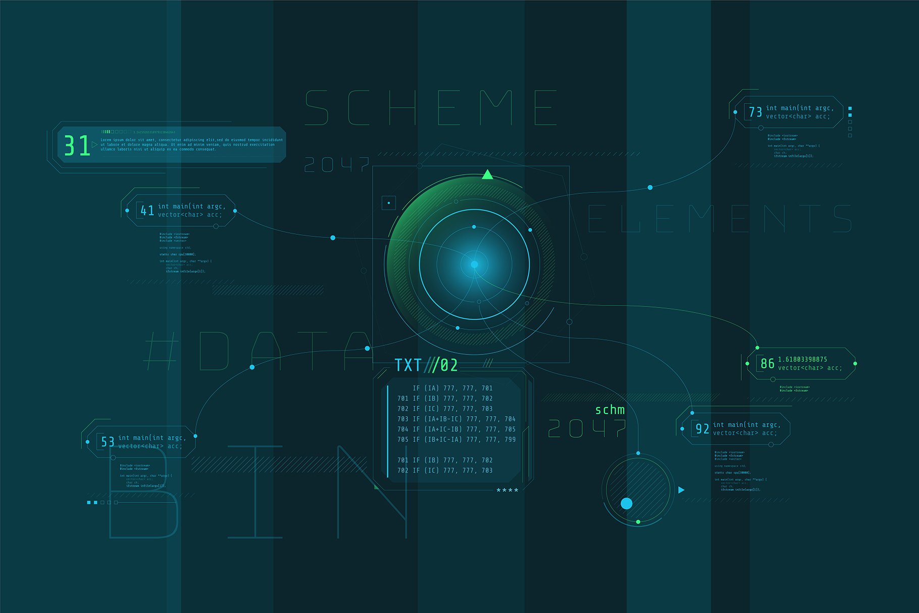 超250款现代未来主义设计 HUD 电影、电脑游戏或 IT通信、现代技术、安全、数据库大数据 信息图表元素 HUD Pro Infographic Elements 设计素材 sucaiwan.com