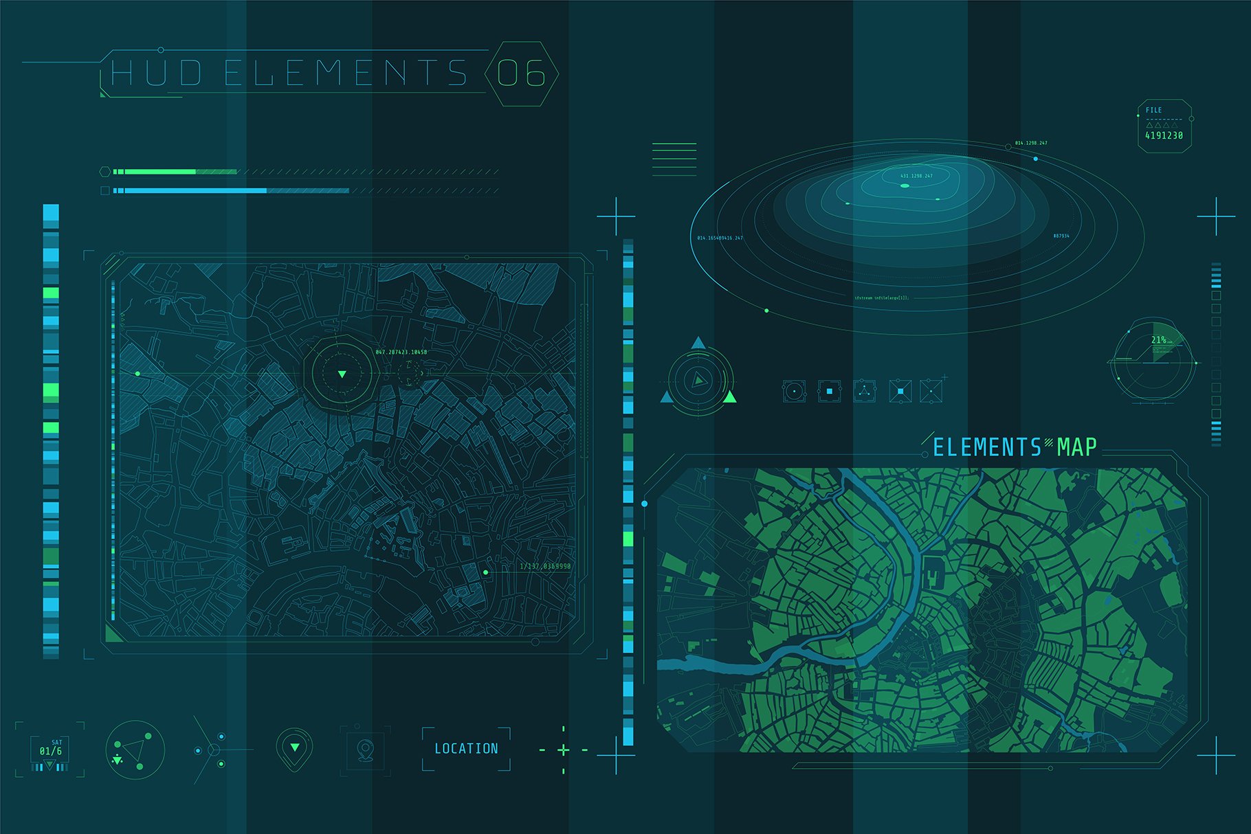 超250款现代未来主义设计 HUD 电影、电脑游戏或 IT通信、现代技术、安全、数据库大数据 信息图表元素 HUD Pro Infographic Elements 设计素材 sucaiwan.com