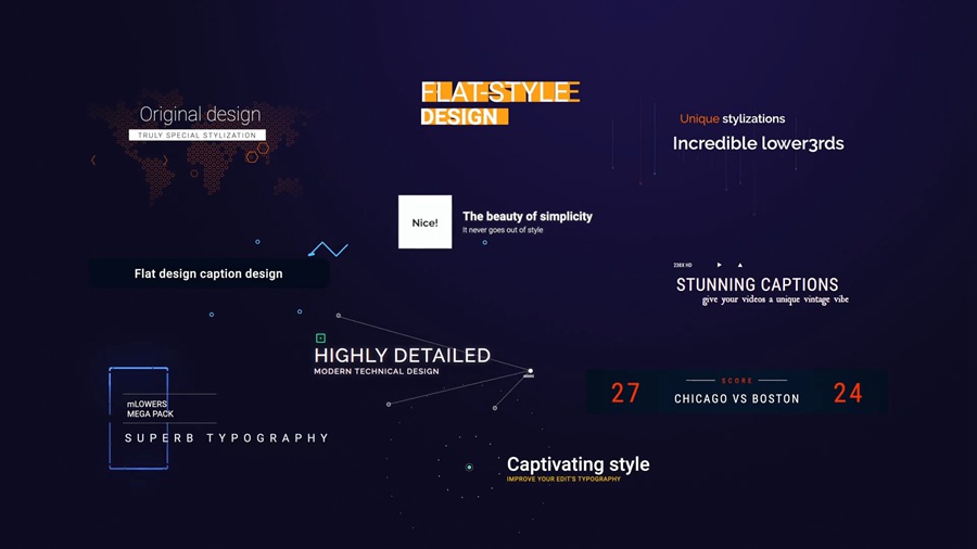 MotionVFX 131个可自定义时尚多样化字幕标题文字运动设计图形动画预设FCPX插件 mLowers Mega Pack 插件预设 sucaiwan.com