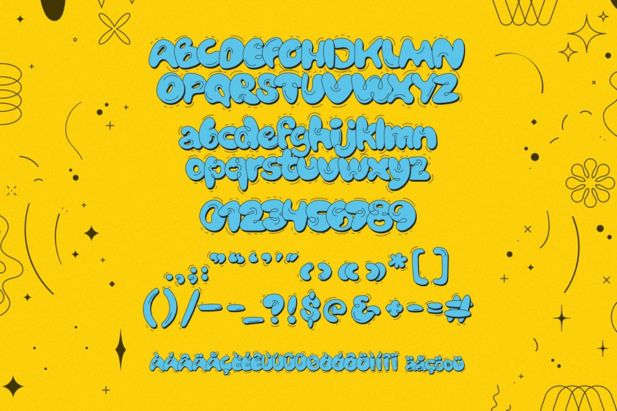 Bubblicity | Bubble Font Family 6种复古风格趣味气泡字体系列 设计素材 sucaiwan.com
