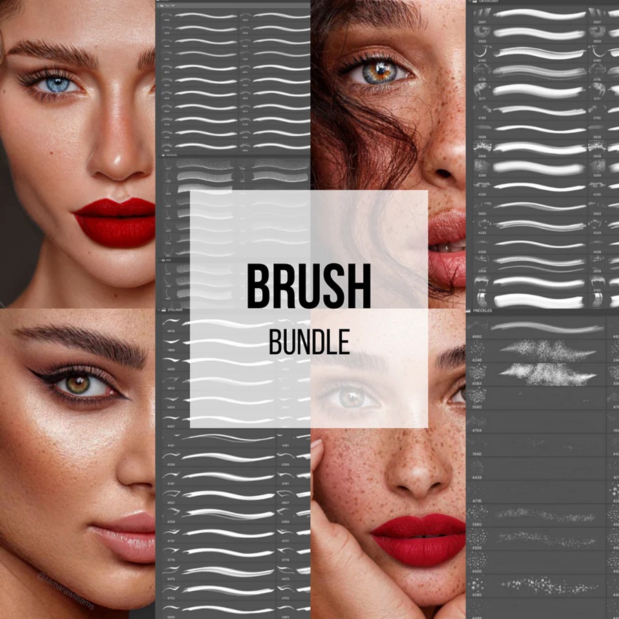 PS笔刷-250组人像修饰美容化妆虹膜眼线睫毛眉毛雀斑画笔 Tamara Williams – Brush Bundle 笔刷资源 sucaiwan.com