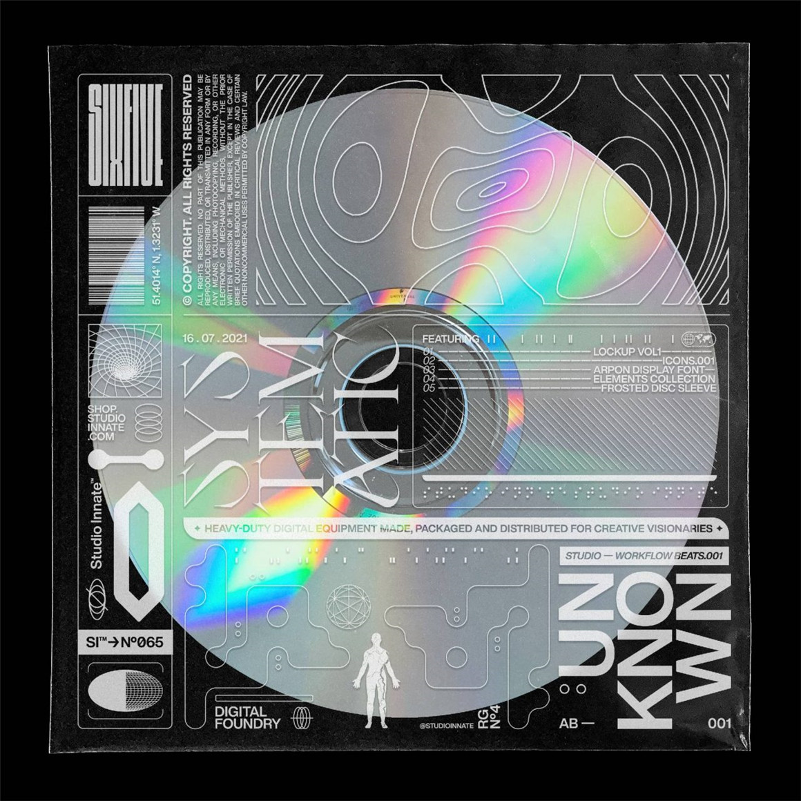 Studio Innate 潮流磨砂音乐专辑CD光盘包装纸袋贴纸设计展示贴图样机模板素材 Frosted Disc 样机素材 sucaiwan.com