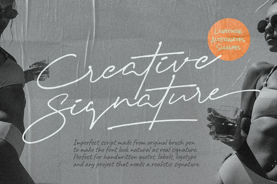 英文字体：复古优雅连笔品牌海报标题logo排版英文字体家族 Creative Signature | Modern Script , sucaiwan.com