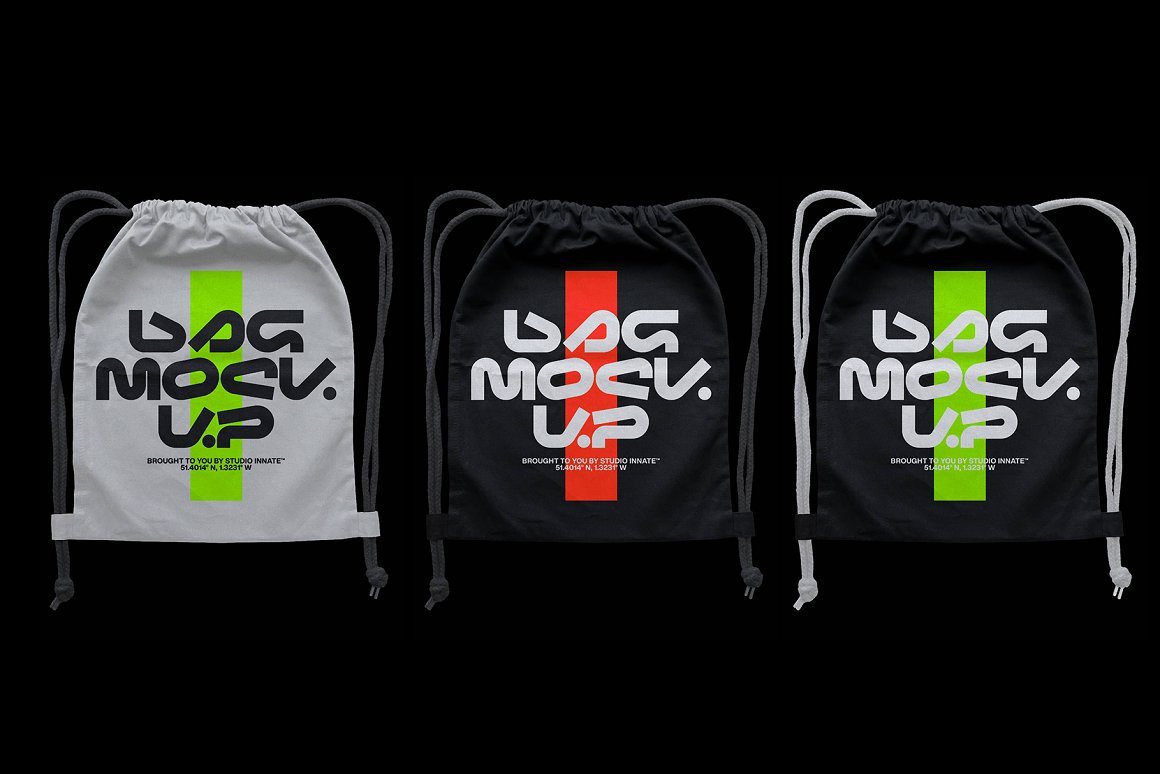 Studio Innate 新潮抽绳运动包手提包塑料袋品牌印花物料PSD模板 Bags – Mockup Bundle 样机素材 sucaiwan.com