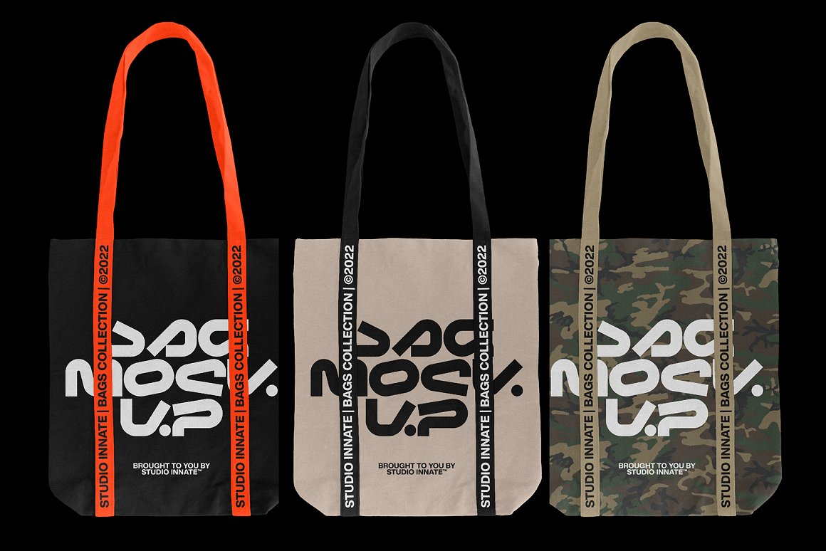 Studio Innate 新潮抽绳运动包手提包塑料袋品牌印花物料PSD模板 Bags – Mockup Bundle 样机素材 sucaiwan.com